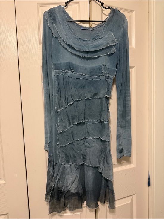Tempo Paris Dresses & Skirts - Tempo Paris Dusty Blue Long-Sleeve Layered Dress